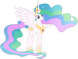 Size: 2358x1786 | Tagged: safe, artist:sonofaskywalker, imported from derpibooru, princess celestia, alicorn, pony, horse play, female, mare, simple background, smiling, solo, transparent background, vector