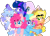 Size: 1196x864 | Tagged: safe, artist:eleamorbid, artist:moonhowlerel, imported from derpibooru, applejack, fluttershy, pinkie pie, rainbow dash, rarity, twilight sparkle, alternate design, alternate hairstyle, alternate universe, alternative cutie mark placement, applejack's hat, bandaid, bandaid on nose, clothes, cloven hooves, cowboy hat, cutie mark, freckles, hair over one eye, hairpin, hat, looking at you, mane six, neckerchief, simple background, smiling, socks, thick eyebrows, transparent background, unshorn fetlocks