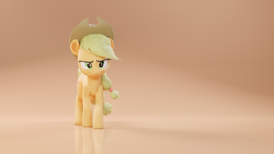 Size: 3840x2160 | Tagged: safe, alternate version, artist:therealdjthed, imported from derpibooru, applejack, earth pony, pony, 3d, 3d model, blender, blender cycles, cycles, cycles render, female, grin, mare, model:djthed, simple background, smiling, solo, wallpaper