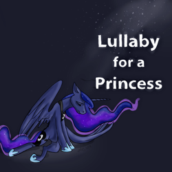 Size: 1000x1000 | Tagged: safe, artist:backstabbing scumbags, imported from derpibooru, princess luna, alicorn, pony, lullaby for a princess, cover art, sitting