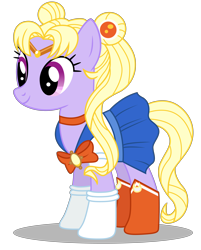 Size: 5496x6843 | Tagged: safe, artist:dragonchaser123, imported from derpibooru, pony, absurd resolution, boots, clothes, cute, female, mare, ponytails, sailor moon, shoes, simple background, skirt, smiling, solo, transparent background