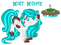 Size: 1024x761 | Tagged: safe, artist:squeakshimi, imported from derpibooru, oc, oc only, oc:mint mudpie, pegasus, pony, colored pupils, cutie mark, female, mare, mud, offspring, parent:pinkie pie, parent:shining armor, parents:shiningpie, simple background, solo, transparent background