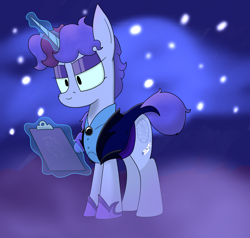 Size: 2080x1980 | Tagged: safe, artist:moonatik, derpibooru exclusive, imported from derpibooru, oc, oc only, oc:midnight dew, pony, alternate timeline, clipboard, clothes, dream theater, eyeshadow, gift art, gloves, makeup, music reference, nightmare takeover timeline, solo, uniform