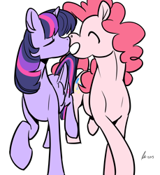 Size: 1100x1200 | Tagged: safe, artist:rwl, imported from derpibooru, pinkie pie, twilight sparkle, alicorn, eyes closed, female, kissing, lesbian, shipping, twilight sparkle (alicorn), twinkie