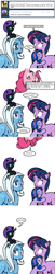 Size: 493x2409 | Tagged: safe, artist:dekomaru, imported from derpibooru, pinkie pie, trixie, twilight sparkle, oc, oc:midnight, oc:nyx, alicorn, earth pony, pony, unicorn, tumblr:ask twixie, ask, comic, female, lesbian, shipping, spanish, translation, tumblr, twixie