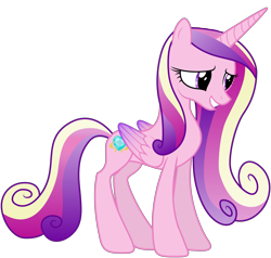 Size: 6336x6044 | Tagged: safe, artist:stillfire, edit, editor:slayerbvc, imported from derpibooru, vector edit, princess cadance, alicorn, pony, three's a crowd, absurd resolution, accessory-less edit, barehoof, female, grin, mare, missing accessory, simple background, smiling, solo, transparent background, vector