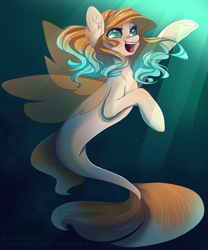 Size: 3000x3600 | Tagged: safe, artist:skylacuna, imported from derpibooru, oc, oc only, oc:tsumy, seapony (g4), female, high res, solo, underwater