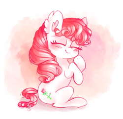 Size: 4550x4382 | Tagged: safe, artist:pinkablue, imported from derpibooru, desert rose, earth pony, pony, absurd resolution, blushing, ear fluff, eyes closed, female, g3, mare, sitting, solo