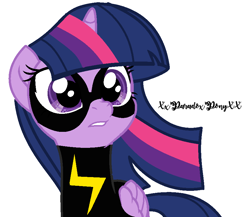 Size: 888x772 | Tagged: safe, artist:xxparadoxponyxx, imported from derpibooru, twilight sparkle, alicorn, pony, base used, catsuit, female, mask, ms marvel, ms. marvel, simple background, solo, superhero, twilight sparkle (alicorn), white background