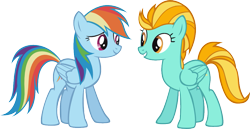 Size: 991x513 | Tagged: safe, artist:vector-brony, imported from derpibooru, lightning dust, rainbow dash, pegasus, pony, duo, female, looking at each other, mare, simple background, smiling, transparent background