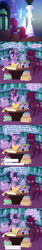 Size: 1000x6000 | Tagged: safe, artist:ericative, imported from derpibooru, fizzlepop berrytwist, tempest shadow, twilight sparkle, alicorn, pony, unicorn, my little pony: the movie, ask-fizzlepop, book, bookshelf, broken horn, chest, comic, eye scar, glowing horn, magic, messy mane, quill, scar, scroll, sweat, telekinesis, twilight sparkle (alicorn)
