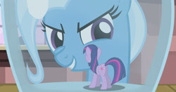 Size: 2368x1238 | Tagged: safe, artist:vo-photoshop, imported from derpibooru, trixie, twilight sparkle, captured, caught, fetish, micro, pony in a bottle, tiny ponies