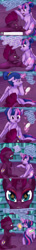 Size: 1000x7000 | Tagged: safe, artist:ericative, imported from derpibooru, fizzlepop berrytwist, tempest shadow, twilight sparkle, alicorn, pony, unicorn, my little pony: the movie, ask-fizzlepop, book, bookshelf, broken horn, brush, comic, eye scar, glowing horn, magic, scar, telekinesis, ticket, twilight sparkle (alicorn)