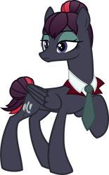 Size: 4000x6465 | Tagged: safe, artist:tentavamp, imported from derpibooru, oc, oc only, oc:princess black dahlia, crystal pony, pegasus, pony, absurd resolution, alternate universe, bun, detective, necktie, neo version, simple background, solo, transparent background