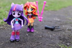 Size: 6000x4000 | Tagged: safe, artist:artofmagicpoland, imported from derpibooru, sunset shimmer, twilight sparkle, equestria girls, chase, doll, equestria girls minis, female, irl, meme, photo, this will end in run, toy, twilight sparkle (alicorn)