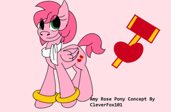 Size: 1264x830 | Tagged: safe, artist:cleverfox101, imported from derpibooru, pony, amy rose, ponified, solo, sonic the hedgehog (series)