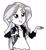 Size: 861x928 | Tagged: safe, artist:yuseimutou, imported from derpibooru, sunset shimmer, equestria girls, friendship games, female, grayscale, monochrome, simple background, smiling, solo, white background