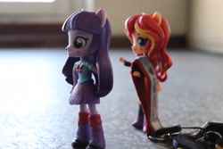 Size: 6000x4000 | Tagged: safe, artist:artofmagicpoland, imported from derpibooru, sunset shimmer, twilight sparkle, equestria girls, about to run, doll, equestria girls minis, female, lesbian, shipping, stealing, sunsetsparkle, toy