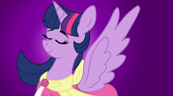 Size: 1214x677 | Tagged: safe, artist:chelseawest, imported from derpibooru, twilight sparkle, alicorn, pony, clothes, coronation dress, dress, eyes closed, female, solo, twilight sparkle (alicorn)