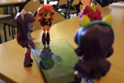 Size: 6000x4000 | Tagged: safe, artist:artofmagicpoland, imported from derpibooru, pinkie pie, rarity, sunset shimmer, twilight sparkle, alicorn, equestria girls, doll, equestria girls minis, gameloft, irl, mlp game, photo, photography, toy, twilight sparkle (alicorn)