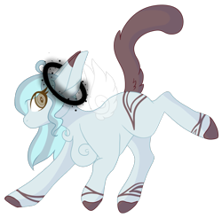 Size: 941x925 | Tagged: safe, artist:kiara-kitten, imported from derpibooru, oc, oc only, oc:mint chip, pony, artificial wings, augmented, augmented tail, female, halo, magic, magic wings, mare, simple background, solo, transparent background, wings