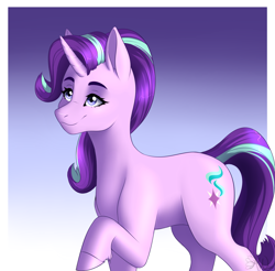 Size: 2843x2800 | Tagged: safe, artist:fairdahlia, imported from derpibooru, starlight glimmer, pony, unicorn, backwards cutie mark, cute, female, glimmerbetes, horn, mare, smiling, solo