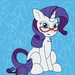 Size: 1200x1200 | Tagged: safe, artist:pavlovzdawg, imported from derpibooru, rarity, pony, unicorn, chest fluff, female, glasses, lipstick, looking at you, mare, rarara, smiling, solo