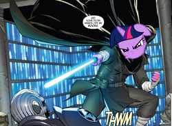 Size: 1312x965 | Tagged: safe, imported from derpibooru, twilight sparkle, anthro, human, book, bookhorse, comic, grand inquisitor, inquisitor, jedi, jocasta nu, library, lightsaber, meme, overprotective, pau'an, sith, star wars, star wars rebels, that pony sure does love books, twilight being twilight, weapon