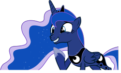 Size: 5000x3020 | Tagged: safe, artist:chalcedonian, imported from derpibooru, princess luna, alicorn, pony, luna eclipsed, season 2, .svg available, female, grin, mare, raised hoof, simple background, smiling, solo, transparent background, vector