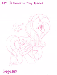 Size: 1707x2262 | Tagged: safe, artist:shinta-girl, imported from derpibooru, fluttershy, pegasus, pony, februpony, feburpony, monochrome, sketch, traditional art