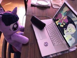 Size: 4032x3024 | Tagged: safe, imported from derpibooru, fluttershy, twilight sparkle, fake it 'til you make it, season 8, spoiler:s08, computer, irl, laptop computer, photo, plushie