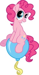 Size: 320x604 | Tagged: safe, artist:pony-paint, imported from derpibooru, pinkie pie, earth pony, pony, balloon, balloon riding, balloon sitting, female, grin, mare, show accurate, simple background, sitting, smiling, solo, white background