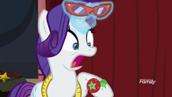 Size: 1280x720 | Tagged: safe, imported from derpibooru, screencap, rarity, pony, fake it 'til you make it, female, glasses, shocked, solo
