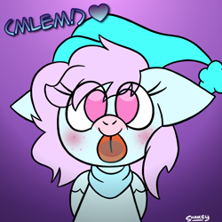 Size: 768x768 | Tagged: safe, artist:snakeythingy, imported from derpibooru, oc, oc:sleepy skies, blushing, commission, gradient background, licking the fourth wall, looking at you, mlem, silly, tongue out, ych result