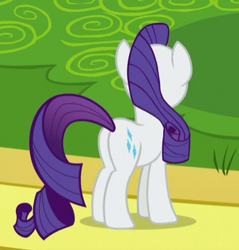 Size: 337x352 | Tagged: safe, imported from derpibooru, screencap, rarity, pony, unicorn, fake it 'til you make it, butt, cropped, female, mare, plot, rear view, solo