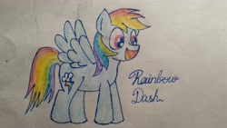 Size: 4208x2368 | Tagged: safe, imported from derpibooru, rainbow dash, pony, female, freehand, handwriting, solo, traditional art
