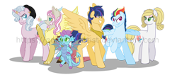 Size: 1024x434 | Tagged: safe, artist:ponycat-artist, imported from derpibooru, oc, oc only, oc:berry pie, oc:diamont night, oc:flash light, oc:ivory crystal, oc:prince silver comet, oc:snowy lilly, dragon, earth pony, hybrid, pegasus, pony, unicorn, base used, digital art, dragon oc, female, group, interspecies offspring, magical lesbian spawn, male, mare, next generation, offspring, parent:applejack, parent:discord, parent:flash sentry, parent:fluttershy, parent:pinkie pie, parent:pokey pierce, parent:princess ember, parent:rainbow dash, parent:rarity, parent:soarin', parent:spike, parent:twilight sparkle, parents:discoshy, parents:emberspike, parents:flashlight, parents:pokeypie, parents:rarijack, parents:soarindash, simple background, spread wings, stallion, transparent background, wall of tags, watermark, wings