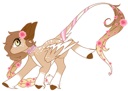 Size: 1024x735 | Tagged: safe, artist:kiara-kitten, imported from derpibooru, oc, oc only, oc:ash, pegasus, pony, female, flower, flower in hair, flower in tail, mare, simple background, solo, transparent background, two toned wings