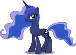 Size: 6831x5000 | Tagged: safe, artist:dashiesparkle, artist:dashiesparkle edit, edit, editor:slayerbvc, imported from derpibooru, vector edit, princess luna, alicorn, pony, absurd resolution, accessory-less edit, barehoof, female, looking at you, mare, missing accessory, simple background, solo, transparent background, vector