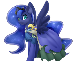 Size: 1501x1249 | Tagged: safe, artist:alexa1alexa, imported from derpibooru, princess luna, alicorn, pony, clothes, dress, female, looking at you, mare, simple background, solo, spread wings, transparent background, wings