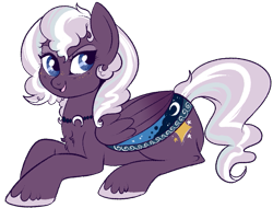 Size: 863x656 | Tagged: safe, artist:lulubell, imported from derpibooru, oc, oc only, oc:nebula, pegasus, pony, cultist, female, mare, prone, saddle, simple background, solo, tack, transparent background