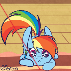 Size: 747x750 | Tagged: safe, artist:peridork, imported from derpibooru, rainbow dash, pony, behaving like a cat, cute, dashabetes, female, focused, laser pointer, playing, solo