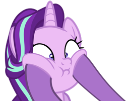 Size: 997x801 | Tagged: safe, artist:famousmari5, imported from derpibooru, firelight, starlight glimmer, pony, unicorn, the parent map, babying, belittling, cheek squish, cute, embarrassed, father and daughter, female, glimmerbetes, male, simple background, squishy cheeks, transparent background, vector