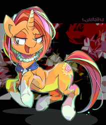 Size: 1600x1885 | Tagged: safe, artist:tyuubatu, imported from derpibooru, stellar flare, pony, unicorn, the parent map, female, jewelry, lidded eyes, mare, necklace, smiling, solo