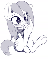 Size: 1800x2200 | Tagged: dead source, safe, artist:an-m, imported from derpibooru, oc, oc only, oc:aryanne, earth pony, pony, aryan, aryan pony, aryanbetes, blushing, butt, clothes, cute, dress, female, mare, monochrome, nazi, nazipone, plot, pony oc, simple background, sitting, swastika, tongue out, underhoof, white background