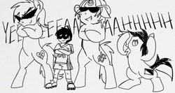 Size: 1303x695 | Tagged: safe, artist:mlpol-tan, imported from derpibooru, oc, oc:aryanne, oc:fireaxe, human, /mlpol/, antifa, aryan pony, bipedal, nazi, standing, sunglasses, swastika, tall