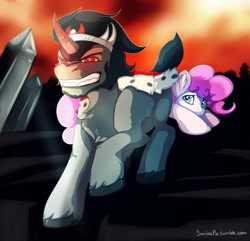 Size: 1280x1232 | Tagged: safe, artist:tai_lung, imported from derpibooru, king sombra, pinkie pie, duo