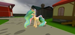 Size: 1280x600 | Tagged: safe, artist:slickdoodleguy, deleted from derpibooru, imported from derpibooru, princess celestia, alicorn, 3d, best princess, gmod, ponyville, solo