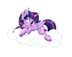 Size: 1190x941 | Tagged: safe, artist:alazak, imported from derpibooru, twilight sparkle, alicorn, pony, cloud, cute, female, mare, on a cloud, open mouth, prone, simple background, solo, transparent background, twiabetes, twilight sparkle (alicorn)