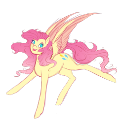 Size: 1342x1345 | Tagged: safe, artist:lemonpanda214, imported from derpibooru, fluttershy, pegasus, pony, alternate hairstyle, female, mare, simple background, smiling, solo, swapped cutie marks, transparent background